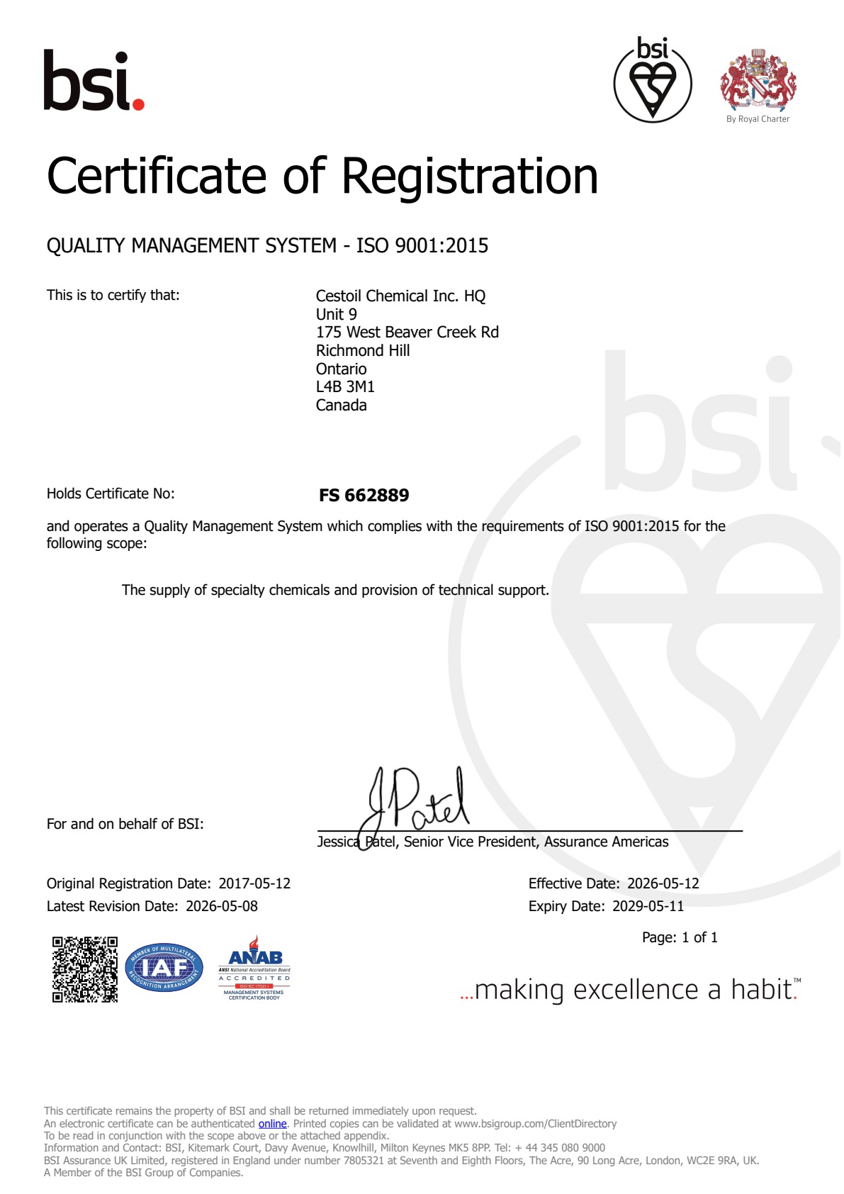 BSI ISO 9001:2015 证书 FS 662889